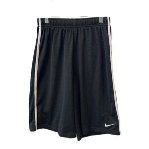 Nike Mesh Pull On Athletic Shorts Size Large Elastic Waist Swoosh Black White